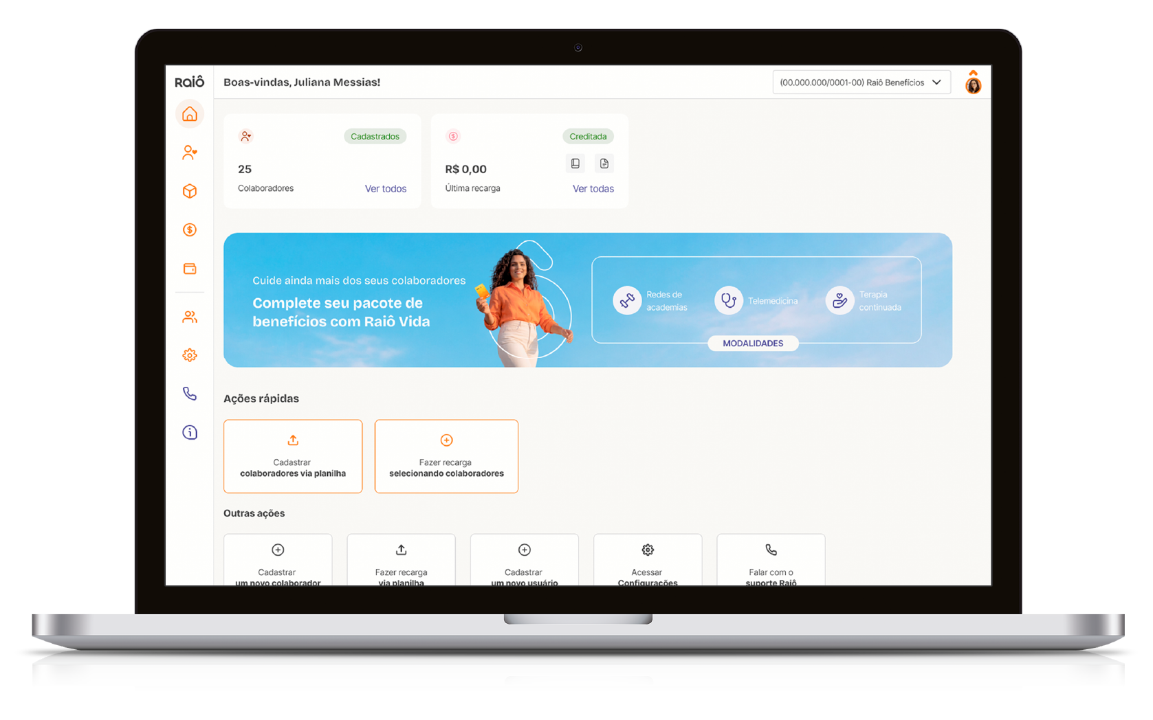 Portal Raiô aberto em um notebook